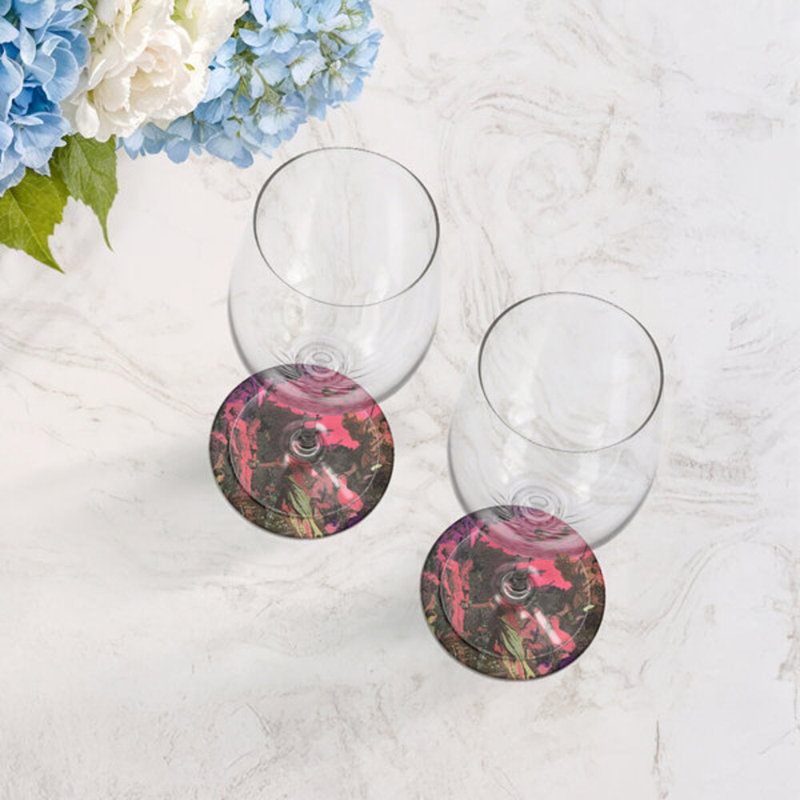 Sous-verres ronds en cuir rose de Chypre, Rose pop