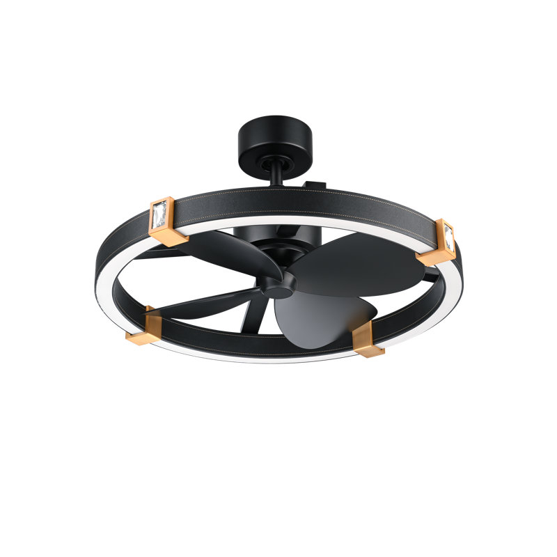 Atomic 1 Light Crystal LED Fandelier, Black Leather - Aged Brass