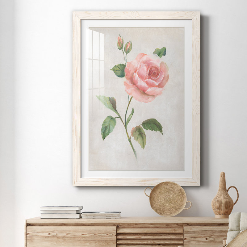 Grandiflora I - peinture encadrée, Cadre blanc, H 31,5 po x l 23,5 po x P 1,5 po