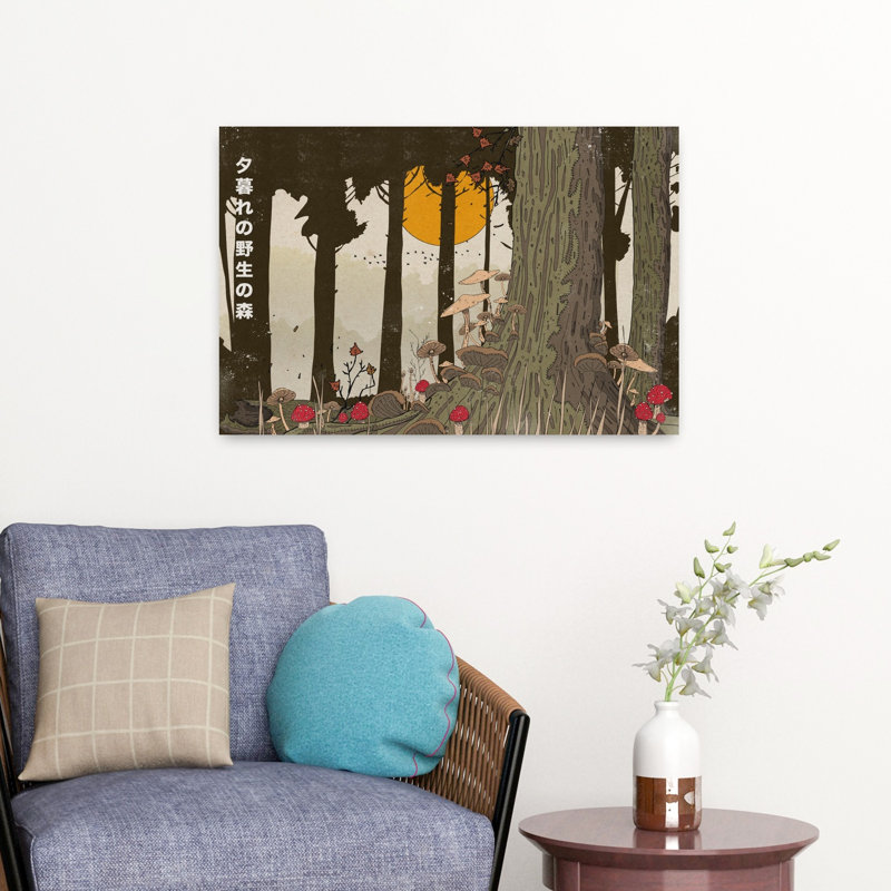 Art contemporain contemporain forêt éthérée organique d'automne, H 16 po x l 24 po