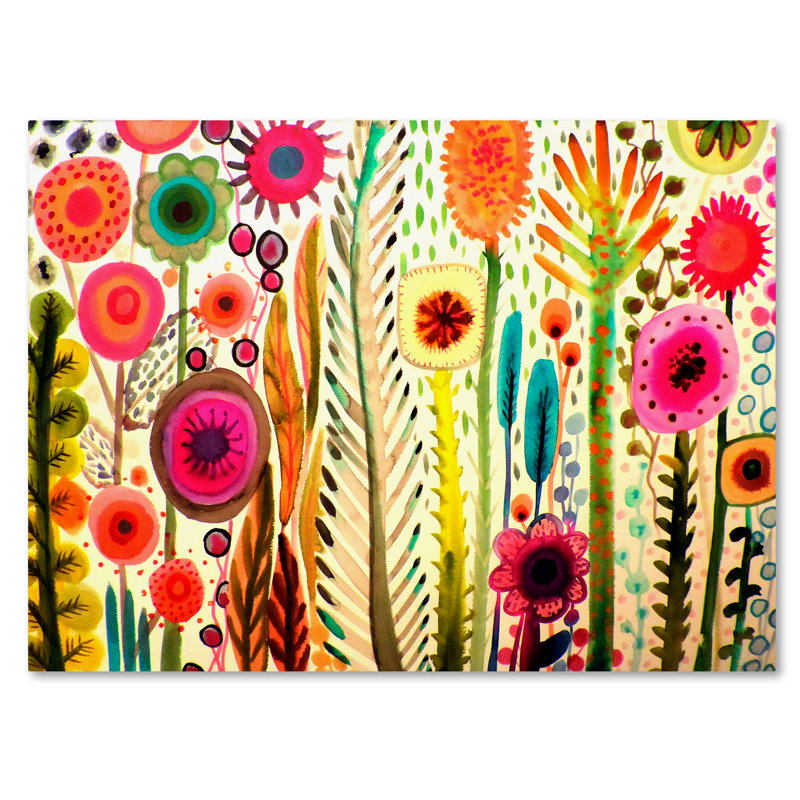 Bright Multicolor Floral Canvas Art in Large Rectangular Frame