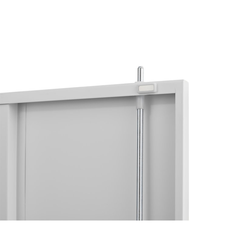 Armoire grande capacité en métal gris avec tringle et compartiments
