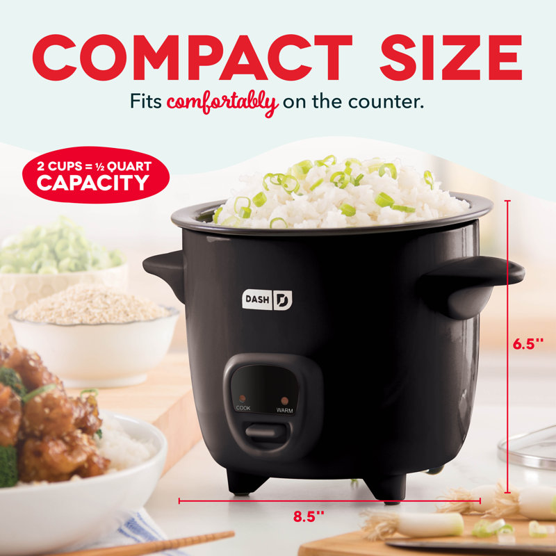 Dash 2 Cup Mini Rice Cooker, Black