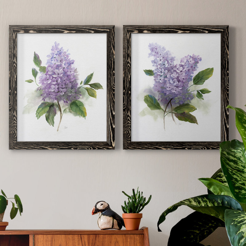 Lilac Romance I - ensemble de 2 reproductions, Toile encadrée, H 20 po x l 17 po, Gris
