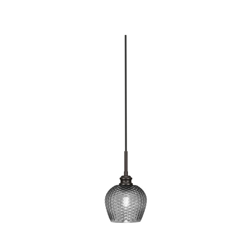 Mini-luminaire suspendu avec cordon en verre texturé 6 po Edge, Noir, Espresso