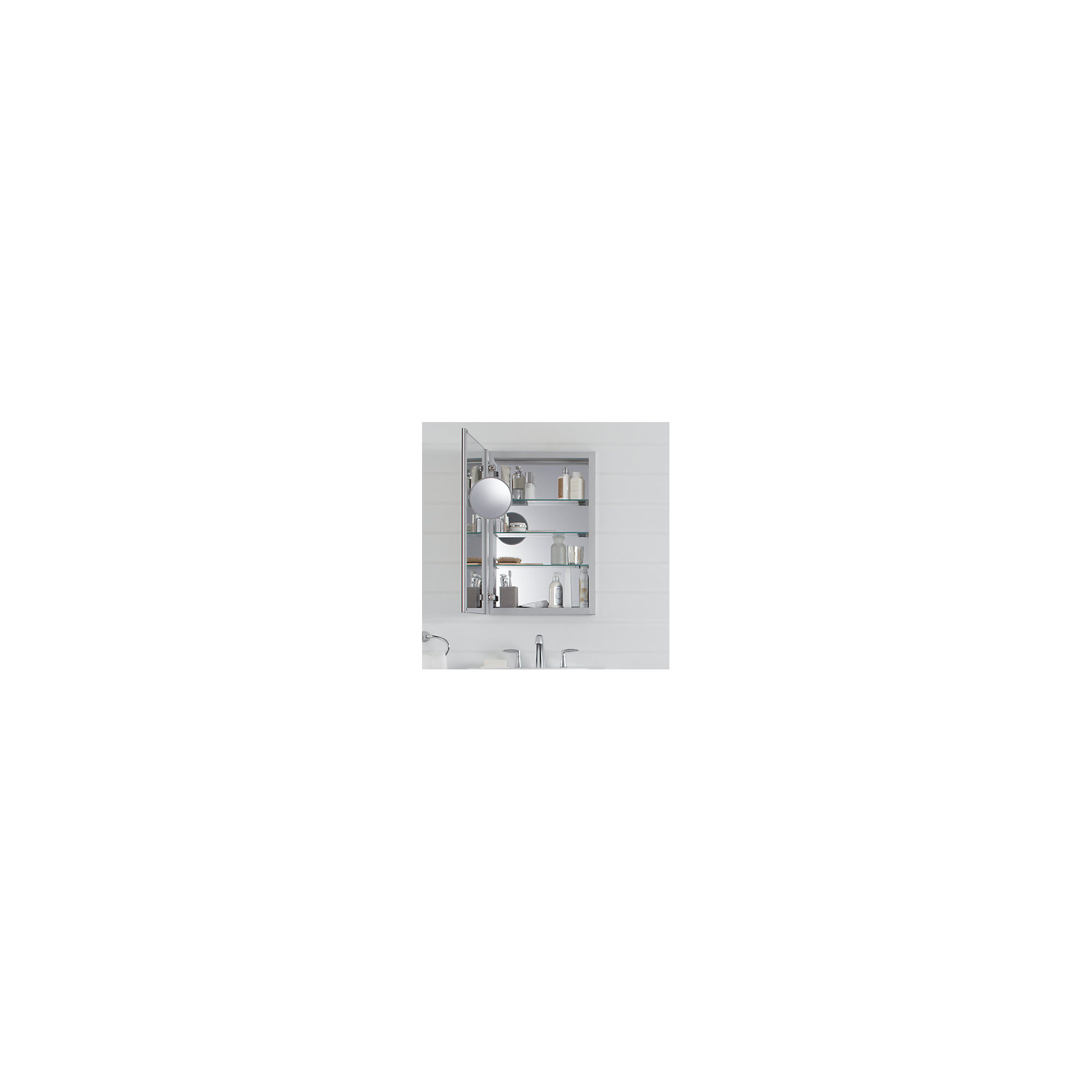 Verdera Aluminum Medicine Cabinet with Adjustable Magnifying Mirror and Slow-Close Door, 30" H x 20" W x 4.75" D