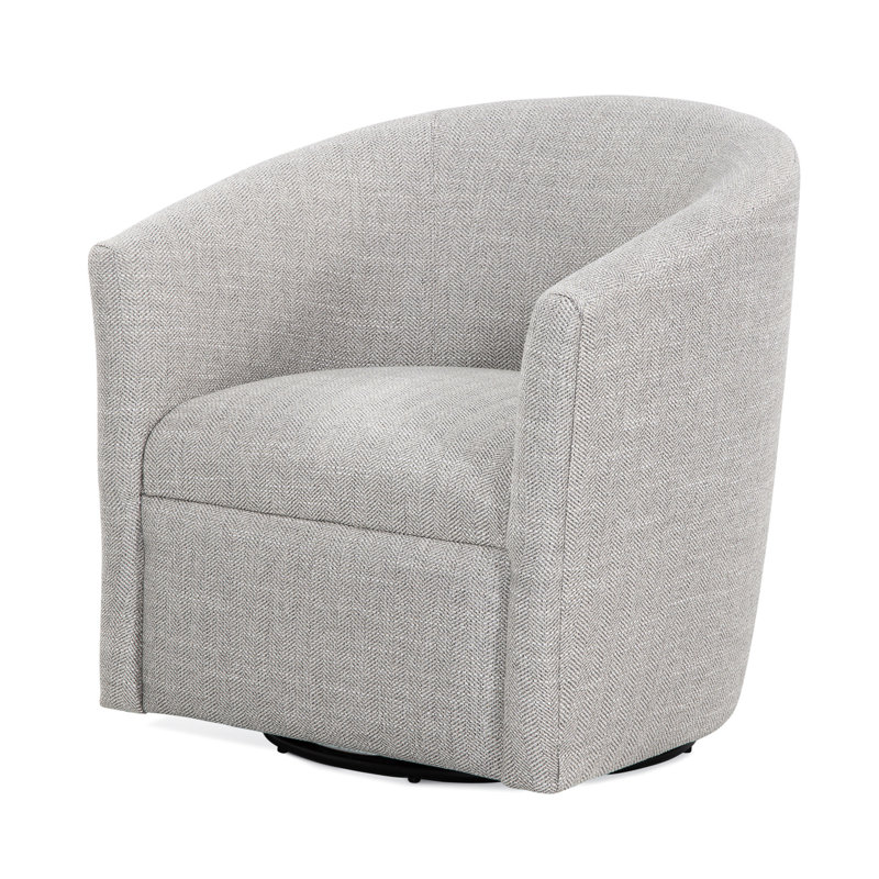 Fauteuil pivotant Sea Oat - Option de siège de chambre à coucher transitionnel moderne. Tissu 100% chevron beige. Base rotative à 360 degrés. Cadre robuste séché au four. Dossier et siège confortables. Compact pour les petits