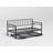 Metal Twin Daybed With RGB LED Lights & Charging Station, Height Adjustable Day Bed Frame With Trundle
