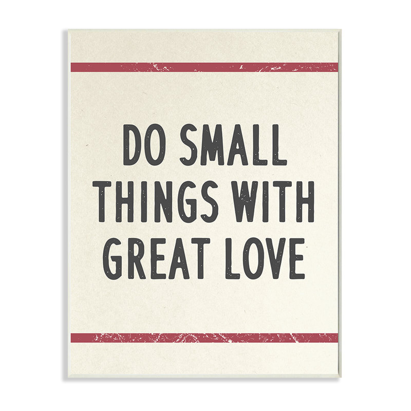 «Do Things with Great Love Red Bistro Stripe» par Daphne Polselli - impression d'art graphique, H 14 po x l 11 po x P 1,5 po