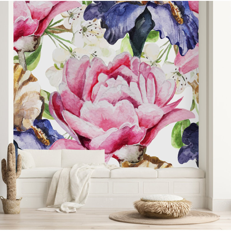 Peel & Stick Floral Wall Mural, 8.33' W x 8.33' L