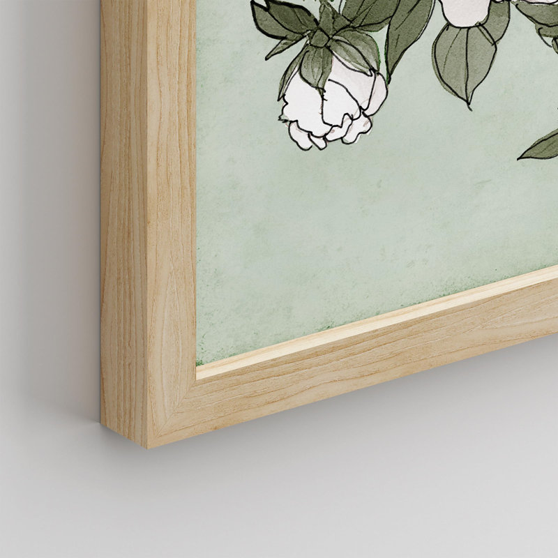 "Fleur de pivoine vert clair" sur papier, Naturel, H 14 po x l 11 po