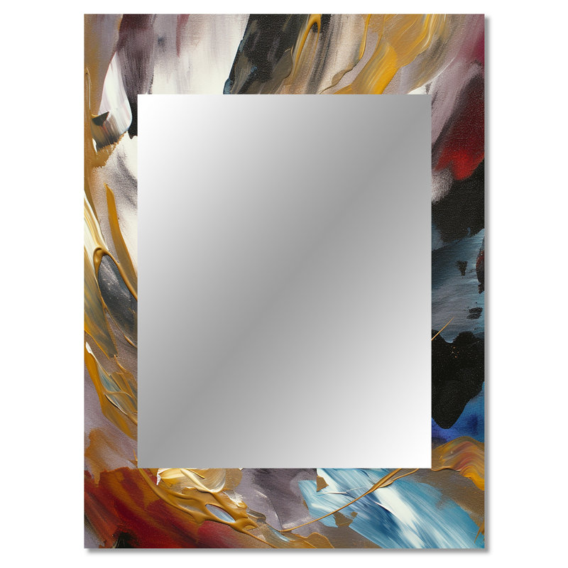 Smooth Bliss abstrait doré noir bleu II - peinture abstraite miroir décoratif, miroir mural moderne, impression d'art en métal