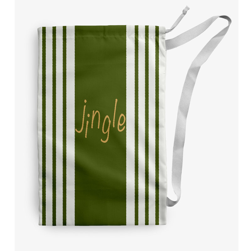 Sac à linge Jingle on a Stripe, Moyen (H 36 po x l 28 po), Vert clair