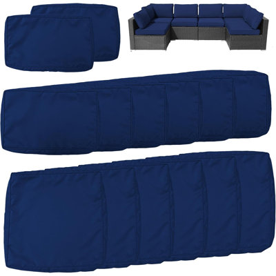 14 housses de coussin de patio en osier pour l'extérieur seulement 14 pièces, 6 housses de coussin de siège, 6 housses de dossier, 2 housses d'accoudoirs, housses de coussin de remplacement en polyester imperméables, lavables à la machine, aucune housse de coussin en mousse incluse (25,6 x 25,6 x 3,9 po)