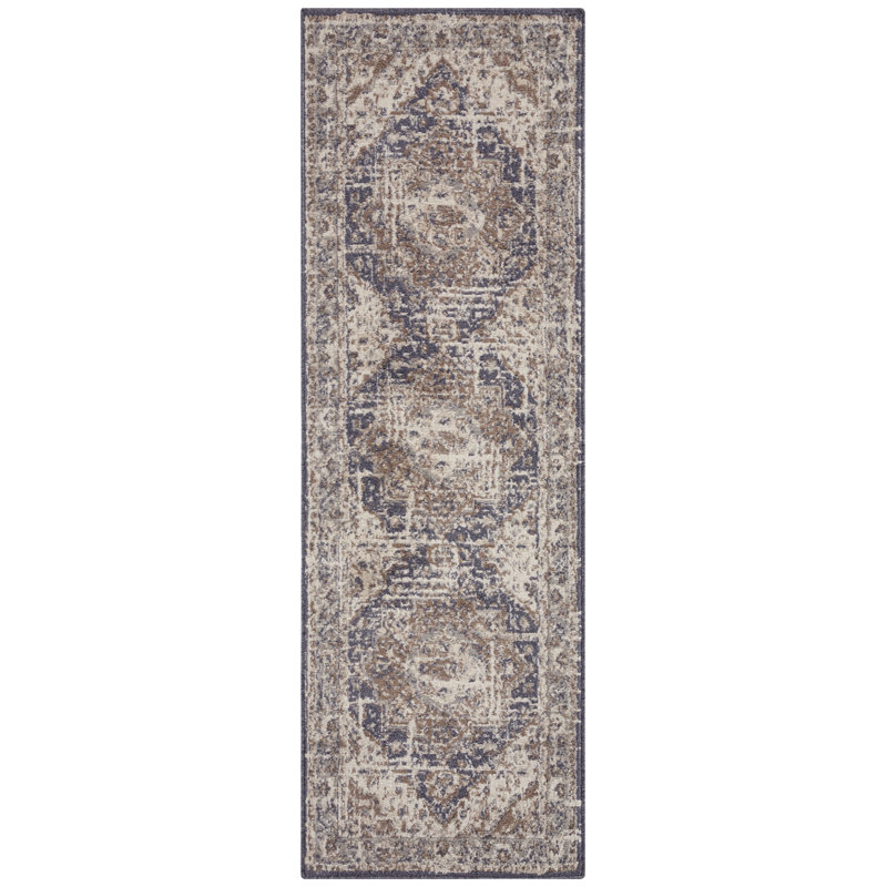 Terrain Ivory/Grey/Blue Rug, Runner 80cm x 200cm