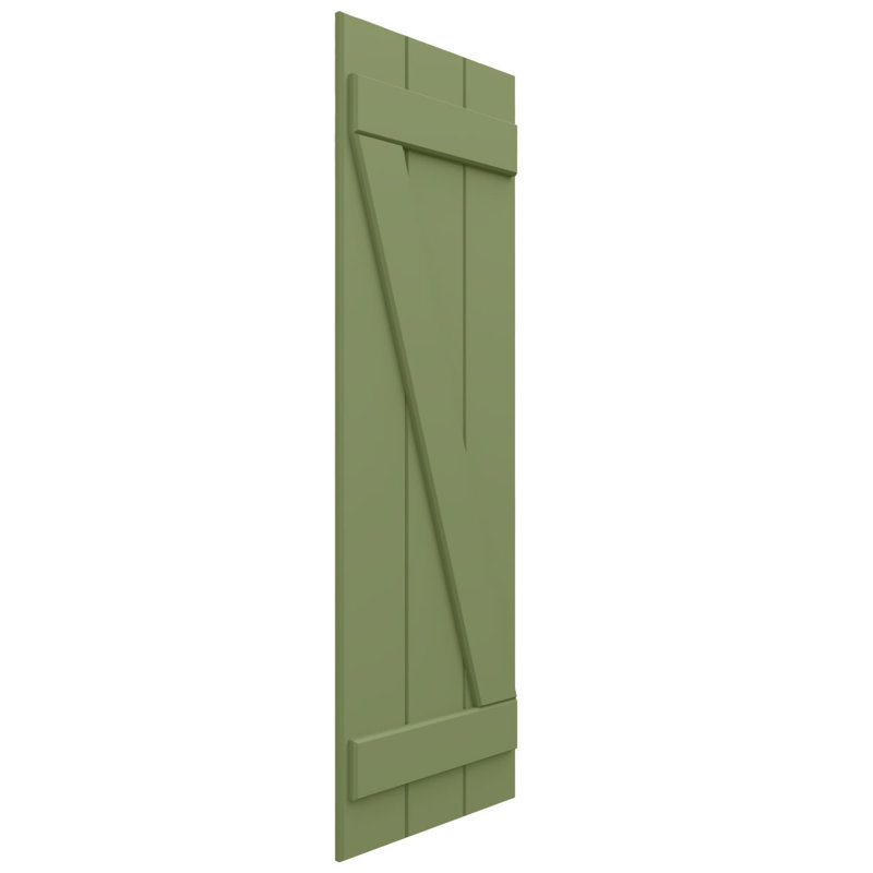 Volets en composite à deux planches avec barre en Z et vert-vert l 10 3/4 po x H 51 po EnduraCore (par paire - quincaillerie non incluse)