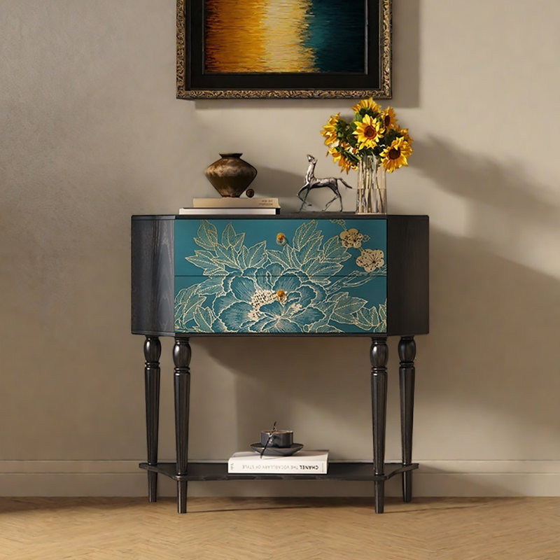 33.5in Retro Style Sideboard Buffet, Black/Blue