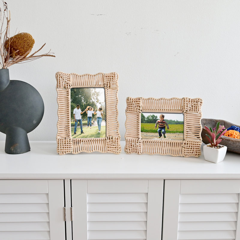 Ensemble de cadres photo Boho Farmhouse Faux Wicker