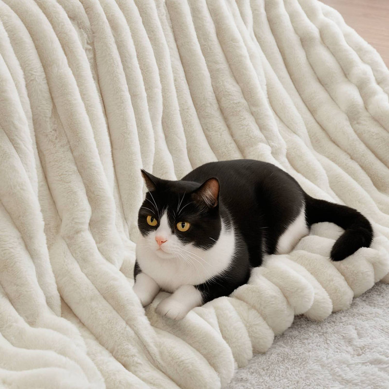 Ensemble d'édredon en fausse fourrure 3 pièces avec 2 taies décoratives assorties