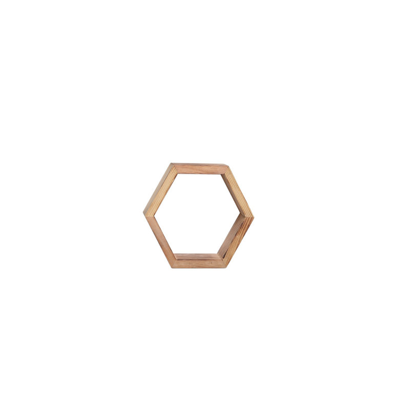 Étagère d'appoint en bois massif de sapin hexagonal 2 pièces Akaia, Chêne, H 9 po x l 9 po