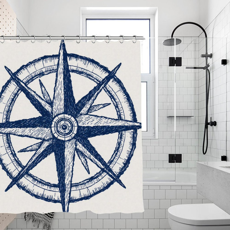 Rideaux de douche Retro Compass, 71 x 71