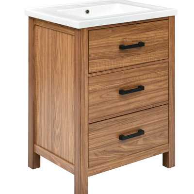 Bathroom Vanity With Ceramic Basin 24'' - Modern Design, 3 Storage Option Modern, Splendid Cabinet
