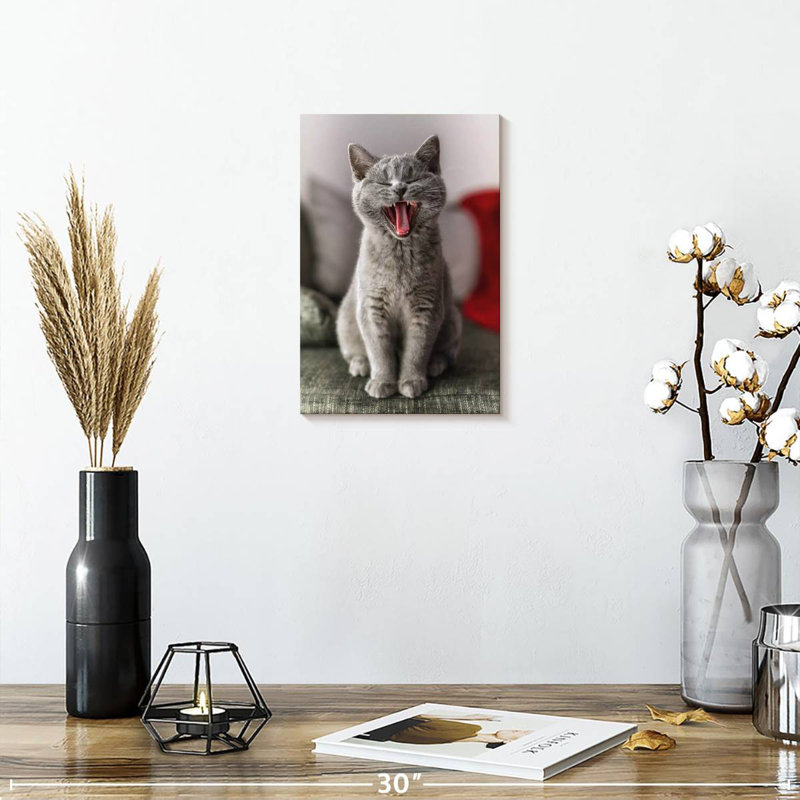 Yawning Cat, 12" H x 8" W