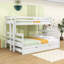 Lit superposé simple au-dessus de grand lit simple avec lit gigogne intégré-495635128
