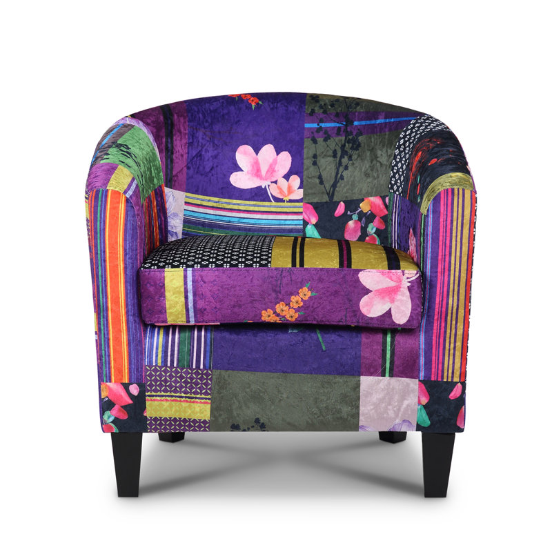 Angelice Multicoloured Patchwork Accent Tub Chair, Purple
