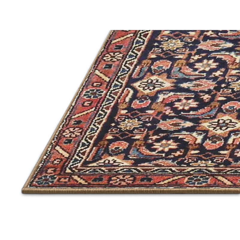 Brun oriental/bleu marine/beige Abba Tapis décoratif, Rectangle 5 pi x 8 pi