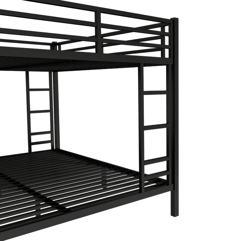 Grand lit superposé en métal pour très grand lit pour adultes et adolescents, lit mezzanine robuste et silencieux, sans sommier, noir