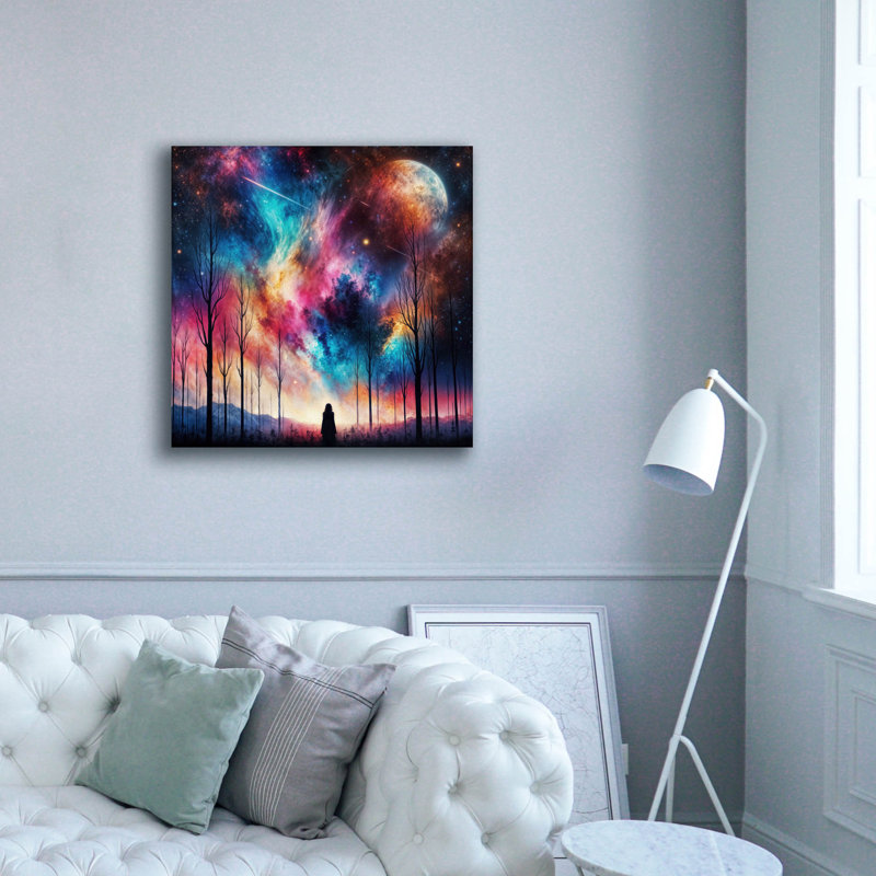  «Universe On Fire» par Rey Klimt, art mural sur toile, 37 po x 37 po, H 37 po x l 37 po