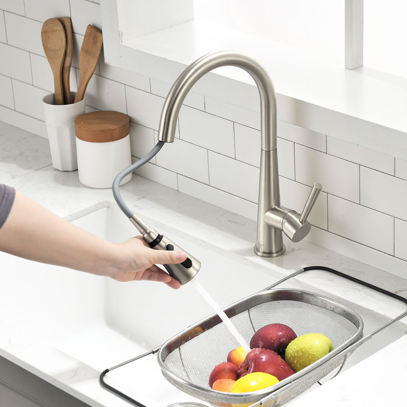 OAKLAND Single Handle Pull Down Kitchen Faucet, Brushed Nickel
