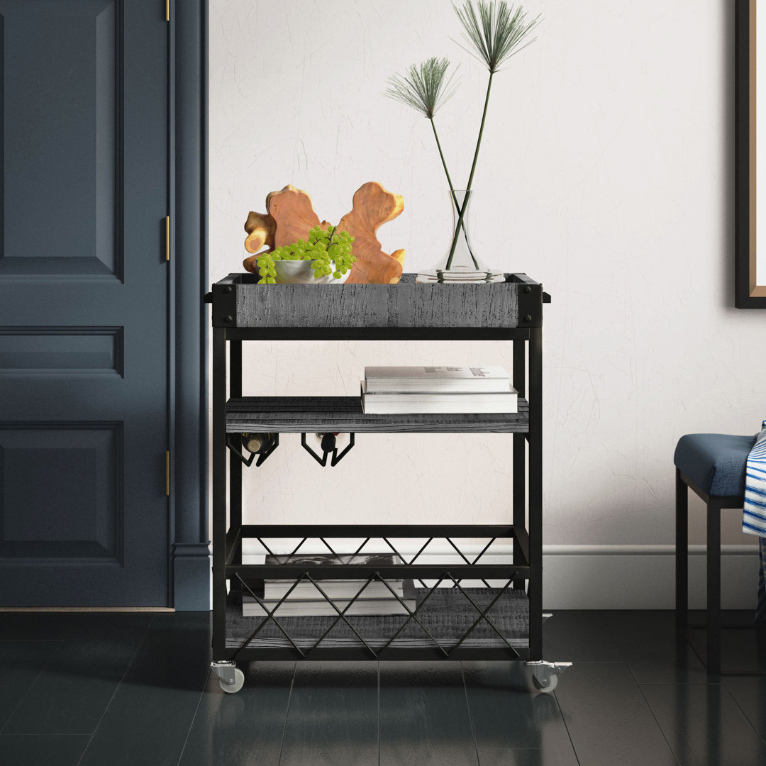 Zona Metal Bar Cart Mercury Row® Top 
