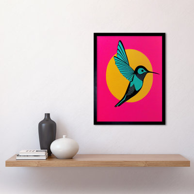 Vibrant Retro Pop Art Hummingbird - Single Picture Frame Print