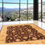 Tapis décoratif en laine brun foncé de conception unique 6 pi 7 po x 8 pi 3 po noué à la main new age