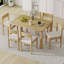 Ensemble de table à manger 7 pièces pour 6 personnes, ensemble de table à manger en bois pour 6 personnes avec chaises rembourrées pour la cuisine et la salle à manger-1893859194-1893859193
