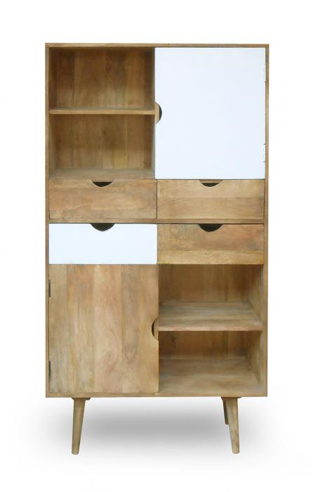 Rousseau 90cm Sideboard, White/Wood