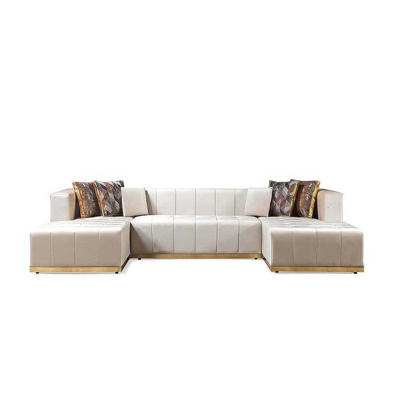 Canapé modulaire en velours Awalt, Velours ivoire