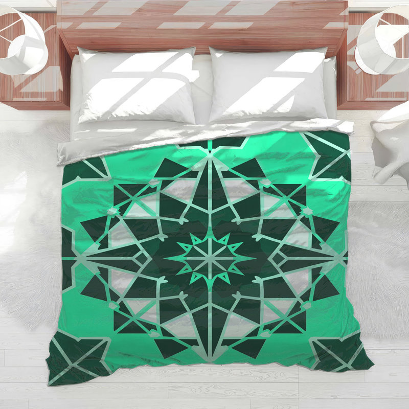 Green Kaleidoscope Pattern Comforter, Twin