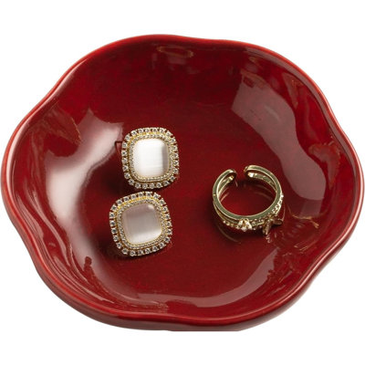 Red Ceramic Flower Ring & Jewelry Dish