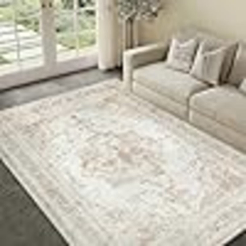 Tapis beige lavable 3 x 5 po Vintage