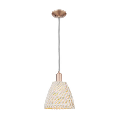 Cidalino - Mini-luminaire suspendu à cordon 1 lumière avec abat-jour tressé - Abat-jour
