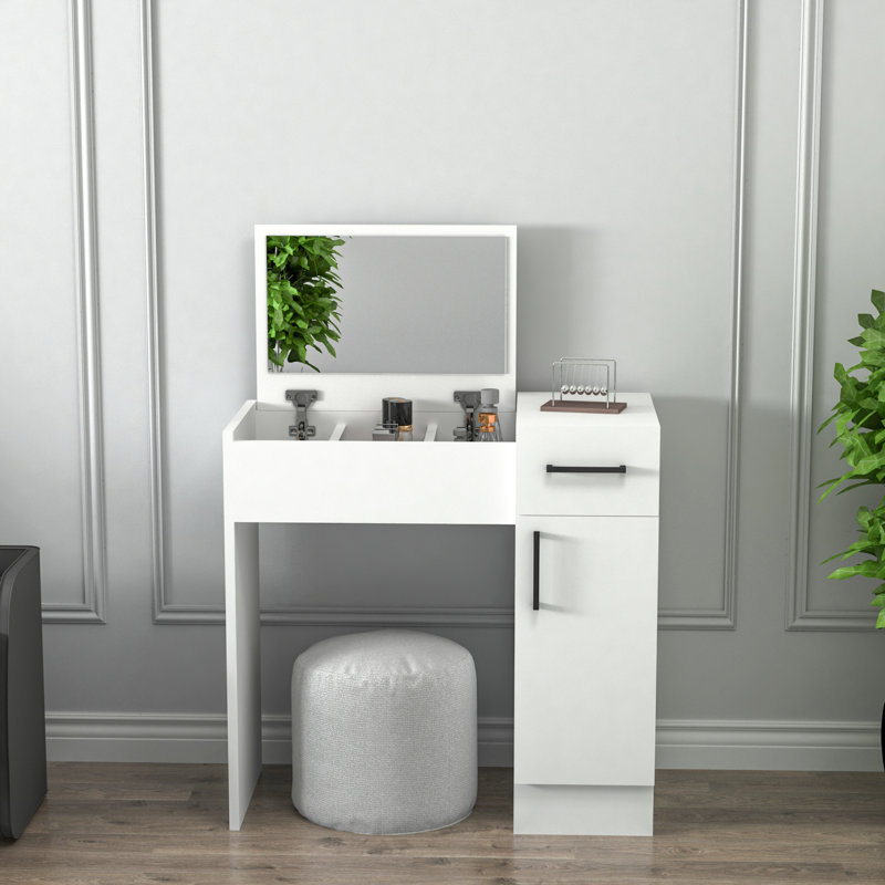 Makeup Vanity With Mirror Ellian, White