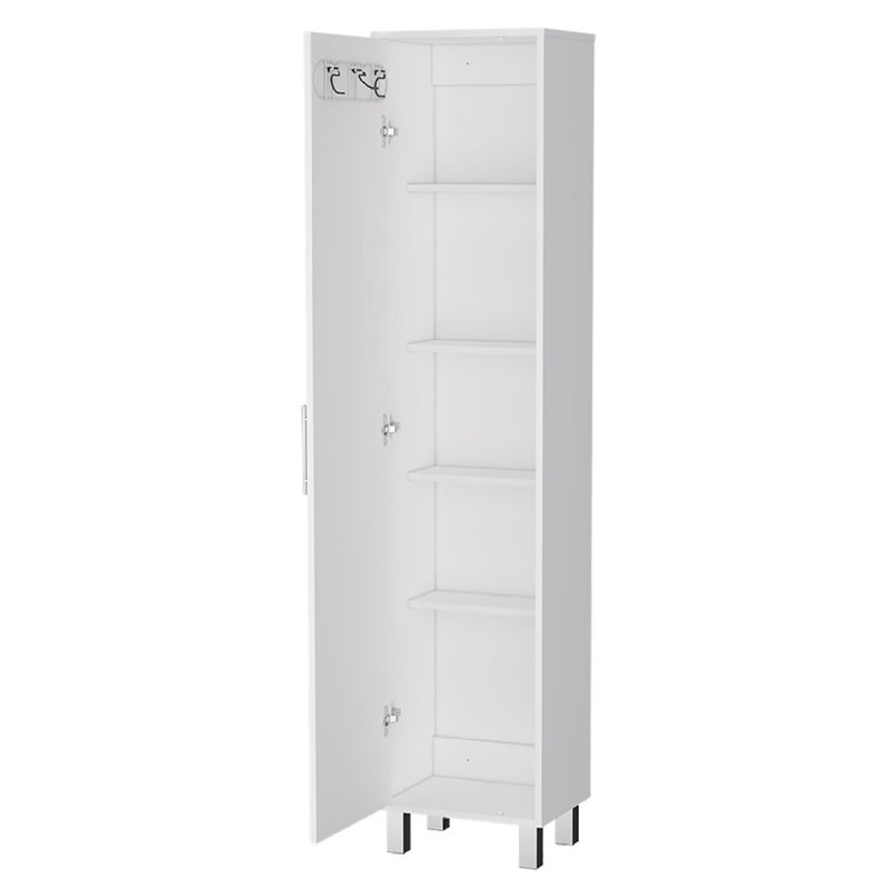Élégante armoire de rangement avec cinq tablettes, Blanc
