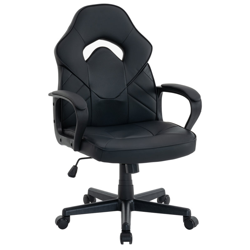 Ergonomic Gaming Chair With Paded Armrest Adjustable Tilt Tension & Tilt Lock, Black