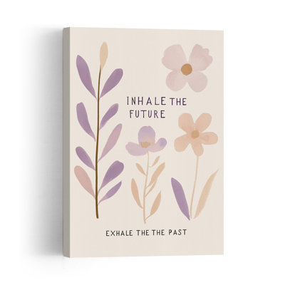 Breathe And Bloom Delicate Minimalist Modern Flower Nature Wall Art Print by Treechild - Wrapped Canvas Print