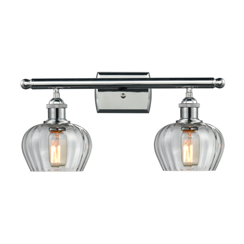 Éclairage de salle de bain à intensité variable 2 lumières Patrina, Chrome poli, Blanc mat, Ampoule non incluse