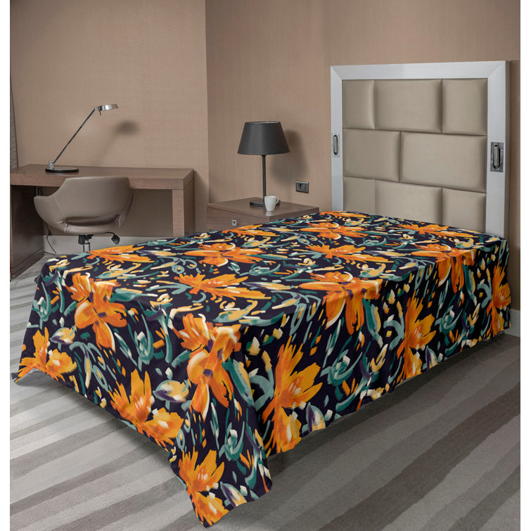 Drap plat à motif floral bohème Ambesonne