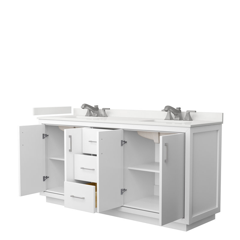 72'' W Double Vanity, WDX13332, White, Matte Black